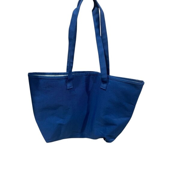 Lancome Bon Voyage Paris Blue Pink Canvas Tote Bag Purse - Picture 3 of 4